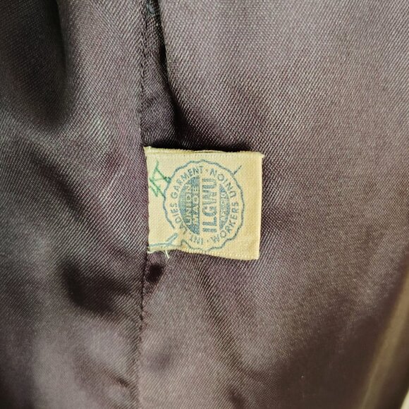 Vintage 50s/60s Black Wool Dress Coat Overcoat w/ Fur Collar ILGWU Made - Picture 5 of 6